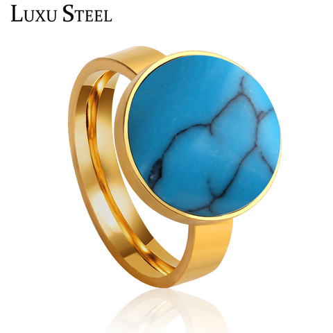 LUXUSTEEL de acero inoxidable azul anillos de piedra Anillos De Compromiso accesorios anillo de declaración joyería de las señoras al por mayor ► Foto 1/1