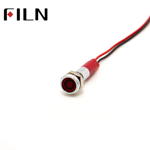 Filn 6mm mini 3 V 5 V 6 V 12 V 24 V 220 V LED indicador de metal señal plana lámpara rojo verde azul orange blanco con 20 cm cable ► Foto 1/6