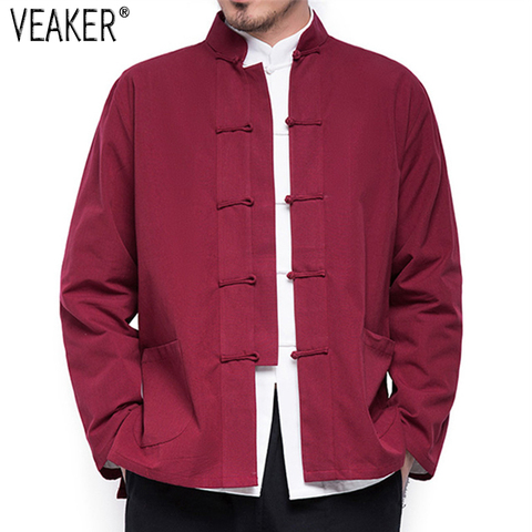 2022 otoño nuevo abrigo de lino de algodón de estilo chino de los hombres Rebeca Kimono suelta de Color sólido ropa de abrigo chaqueta abrigos M-5XL ► Foto 1/6