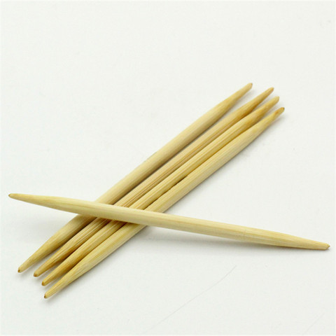 DoreenBeads agujas de tejer de bambú Natural de doble punta de mano de coser gancho de ganchillo tejido artesanal US 6/4,0mm, 10 cm de largo de 5 piezas ► Foto 1/3