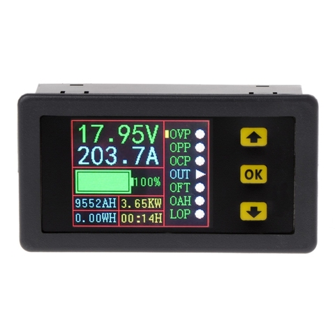 Probador de batería de descarga de carga multímetro Digital, voltímetro de pantalla de Color LCD amperímetro DC 0-90 V 0-20A voltímetro ► Foto 1/6