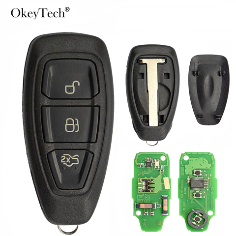 Okeytech-mando a distancia inteligente para coche, 3 botones, 433Mhz, para Ford Focus Fiesta Mondeo c-max Kuga 2011 2012 2013 2014 2015 KR55 WK48801 ► Foto 1/6