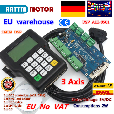 DE envío gratis DE 3 ejes DSP 0501 CNC canal inalámbrico A11 controlador DSP con control remoto para el router CNC fresadora DE grabado ► Foto 1/6