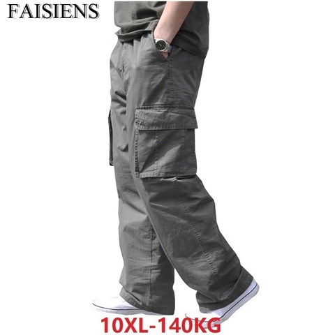 Pantalones Cargo de talla grande para hombre, ropa de bolsillo de algodón, talla grande 8XL, 10XL, 9XL, gruesa, suelta, armygreen, informal, estilo Safari, 7XL, Otoño e Invierno ► Foto 1/6