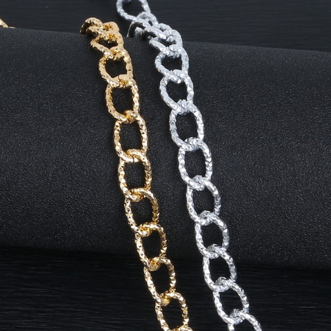 Collar de aluminio trenzado para fabricación de joyas, cadenas de 14x9mm, chapado en oro y Rodio, 3 m/lote ► Foto 1/5