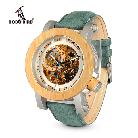 BOBO pájaro WK13 de bambú reloj de mecánico de bronce Vintage reloj esqueleto de hombre antiguo Steampunk Casual automática de la Marina, Homme ► Foto 1/6