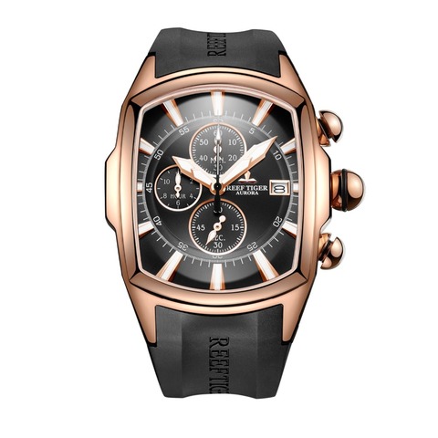 Reef Tiger RGA3069-T-Reloj de pulsera de cuarzo multifunción para hombre, resistente al agua, cronógrafo, luminoso, oro rosa ► Foto 1/1