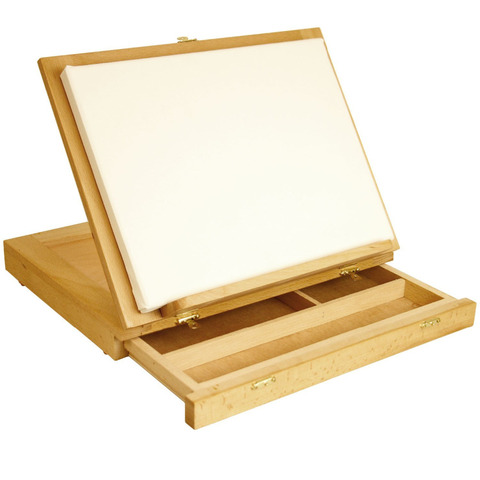 Caballete de mesa de madera ajustable con cajón de almacenamiento ► Foto 1/5