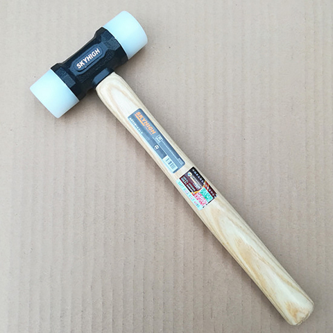 Martillo de nailon de 32mm/35mm, martillo de grabado para peletería con mango de madera de cera blanca, Herramientas de reparación de martillo de instalación DIY ► Foto 1/3