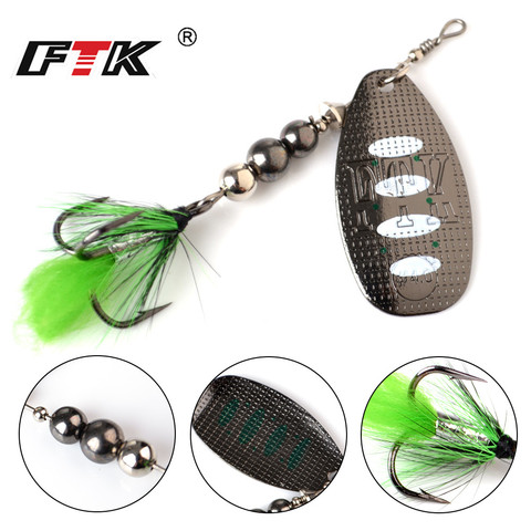 FTK señuelo de pesca Spinner cebo señuelos 1 piezas 8g 13g 19g de Metal bajo cebo duro con pluma ganchos agudos Wobblers Pike abordar ► Foto 1/6