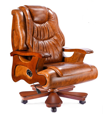 Sillas de cuero Silla de cuero silla de oficina de madera, silla de masaje reclinable Silla de elevación computadora ► Foto 1/1