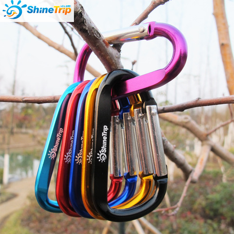 4 Uds ShineTrip aluminio forma D hebilla mosquetón Survial Cadena clave gancho de carabina Clip equipo de Camping EDC hebillas de Paracord ► Foto 1/4