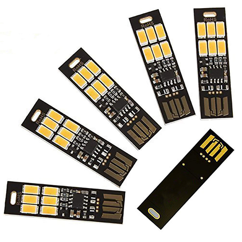 5 uds llavero de luz Super brillante 6 LEDs minilámpara USB con interruptor de atenuación sin electrodos táctil inteligente para teclado de ordenador portátil ► Foto 1/6