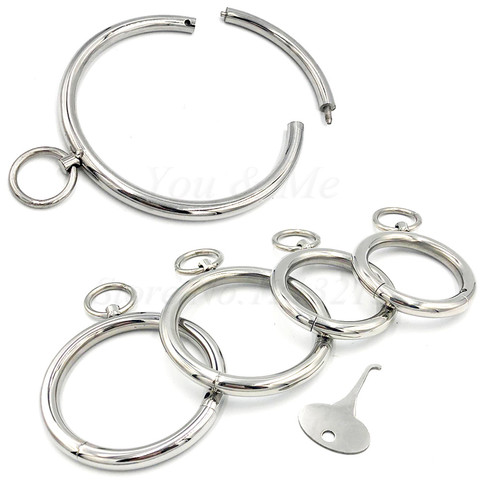 Esposas de metal para cuello de acero inoxidable, esposas de tobillo para muñeca, brazalete para adulto, juego de papel de esclavo, restricción BDSM, Juguetes sexuales para Bondage para mujeres y hombres ► Foto 1/6