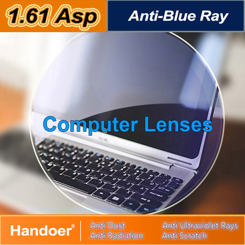 Handoer 1,61 protección contra rayos azul óptica lente de visión única para dispositivo Digital Anti-UV graduadas lentes para computadora, 2 uds ► Foto 1/6