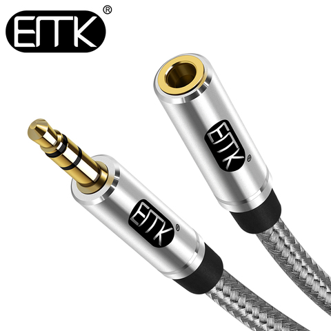 EMK Jack de Audio de 3,5 cable de extensión macho a hembra línea aux extender cable jack de 3,5mm 0,5 m 2 m 3 m aux Extender cable de altavoz del coche ► Foto 1/6