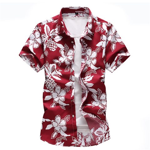 Camisas de manga corta con estampado floral ajustadas para hombre, ropa  informal Hawaiana para vacaciones, fiesta, color rojo, azul y negro, 6XL,  7XL, Verano - Historial de precios y revisión | Vendedor