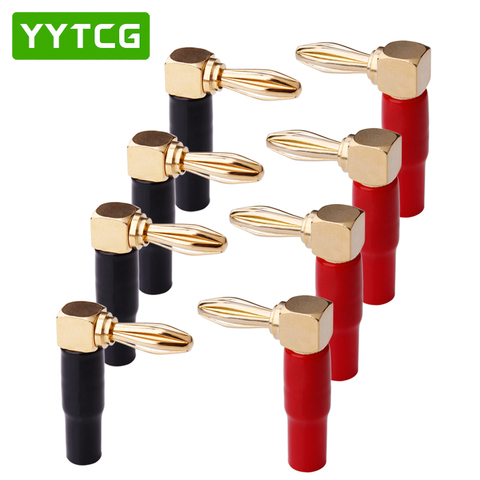 YYTCG-conector adaptador de altavoz de vídeo, Conector de ángulo recto de 90 grados, 4mm, Banana con cabezal para tornillos tipo L para amplificador de poste de encuadernación, 8 Uds. ► Foto 1/6