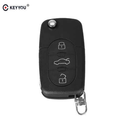 KEYYOU 3 botones plegable funda de control remoto plegable y espada HAA para Audi A2 A3 A4 A6 A8 TT CR2032 Fob caso en blanco envío gratis ► Foto 1/5