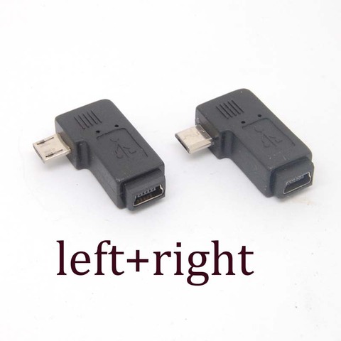 90 grados izquierda + derecha ángulo adaptador micro USB tipo B macho A mini USB hembra nuevo ► Foto 1/5