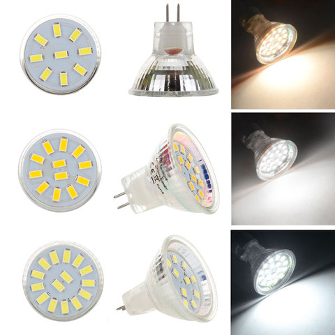 Bombilla LED MR11 AC/DC12V 24 V GU4 120LM 240LM bombilla LED 9LED 12LED 15LED 5730 SMD caliente/ frío/blanco lámpara de reemplazar la luz halógena ► Foto 1/6