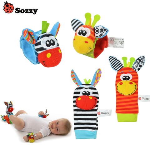 100 unids/lote sonajero para bebé Sozzy juguetes bicho de jardín SONAJA de muñeca y calcetines de pie 4 Estilo (50 cintura + 50 calcetines) (25 set) ► Foto 1/6