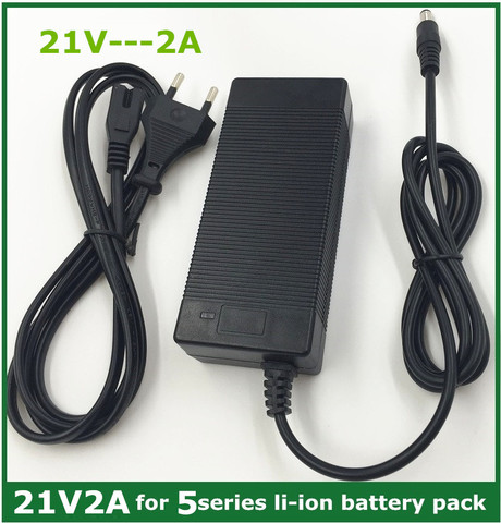 Cargador de batería de litio 21v2a, serie 5, 100-240V, 21V, 2A, con luz LED, muestra el estado de carga ► Foto 1/6