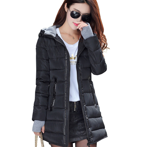 Abrigo con capucha de invierno 2022 para mujer, chaqueta básica acolchada de algodón de color caramelo de talla grande y ajustada, chaqueta femenina de longitud media ► Foto 1/6