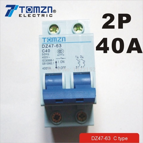 2P 40A 400V ~ 50HZ/60HZ disyuntor MCB de CA seguridad interruptor tipo C ► Foto 1/1
