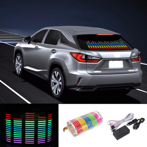 Luz LED RGB de 90x25cm para coche, Sensor de activación por sonido, ecualizador, pegatina para parabrisas trasero, lámpara de neón de estilismo ► Foto 1/6