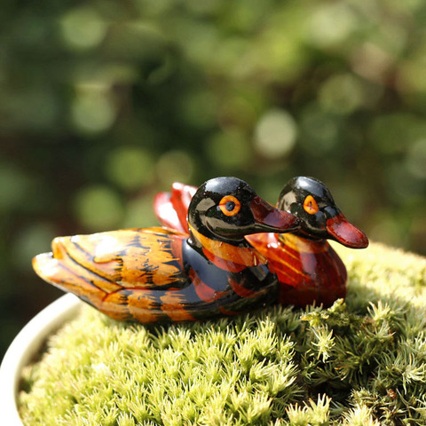 Miniatura de madera de Pato Mandarín para decoración de jardín, miniartesanía de microdecoración de paisajismo, accesorios DIY ► Foto 1/5