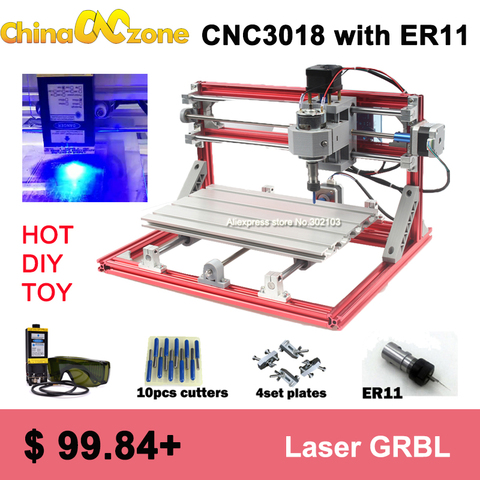 Láser CNC 3018 Pro Diy Mini Hobby máquina de grabado máquina de enrutador ER11 3 eje de Grabado de la máquina fresadora de PVC Pcb, enrutador de madera ► Foto 1/1