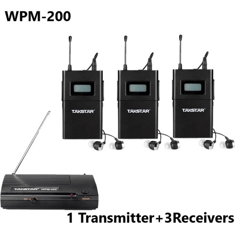 Takstar WPM-200/WPM200 Sistema de Monitor inalámbrico para grabación de monitoreo de estudio/monitoreo de Escenario 1 transmisor + 3 receptores ► Foto 1/5