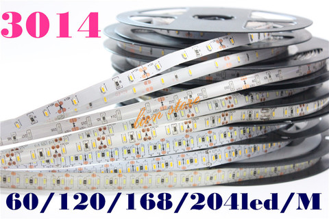 Nueva tira de LED SMD 3014, superbrillante 60/120/168/204led/m impermeable y sin cinta de luz LED impermeable DC 12V color blanco, 5 m/lote ► Foto 1/6