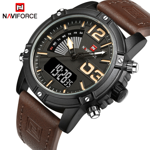 NAVIFORCE relojes deportivos a la moda para hombre, reloj de cuarzo analógico con fecha, reloj militar de cuero resistente al agua para hombre, reloj Masculino 2022 ► Foto 1/6