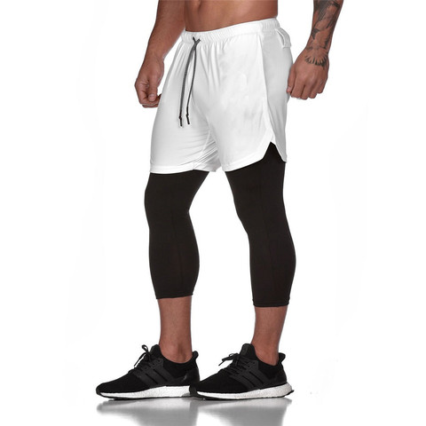 Mallas y pantalones cortos para correr para hombre, 2 en 1, ropa deportiva para gimnasio y Fitness, ropa de entrenamiento para Crossfit ► Foto 1/6