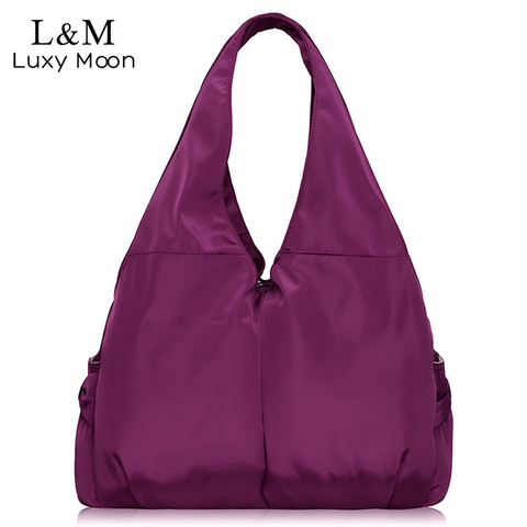 Bolso de mano de nailon para mujer, bandolera grande e informal, color morado, resistente al agua, color negro, XA287H ► Foto 1/6