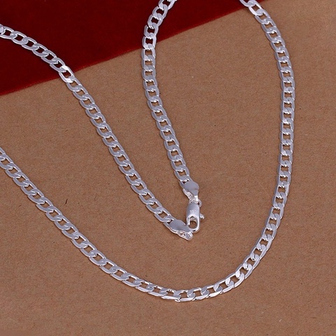 16-30 pulgadas de color plata exquisita noble lujo hermosa encanto de moda 4MM cadena de los hombres de las mujeres collar de plata joyería N132 ► Foto 1/3