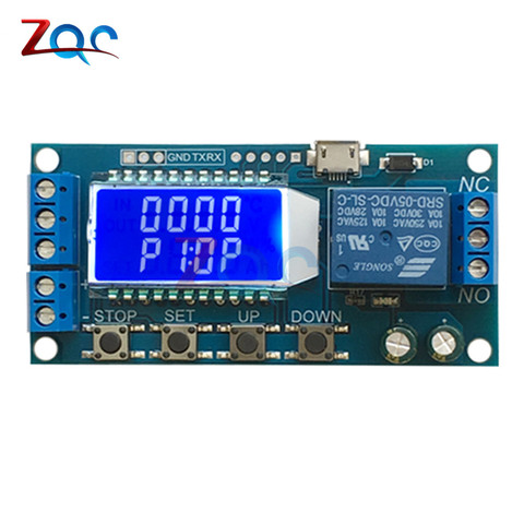 Micro USB Digital pantalla LCD Módulo de relé de retardo de tiempo DC 6-30V Control de Temporizador multifunción interruptor ciclo módulo ► Foto 1/6