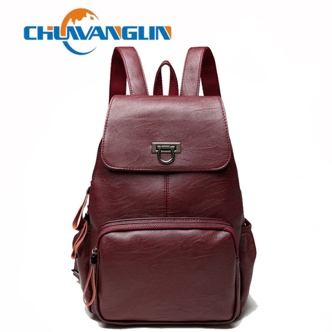 Chuwanglin-mochila de piel auténtica para mujer, bolso de viaje urbano, informal, escolar, S7120 ► Foto 1/6