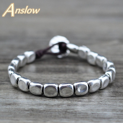 Anslow Hot Vintage joyería clásica de moda nueva pareja de amigos mujeres dije cuerda plata antigua pulsera de cuentas de regalo LOW0710LB ► Foto 1/5