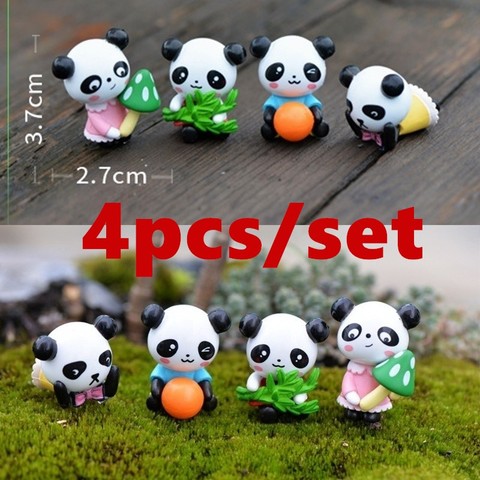 4 unids/lote Mini lindo Panda Animal muñecas juguetes miniaturas/terrario Micro Jardín de hadas, accesorios de bricolaje adornos ► Foto 1/6