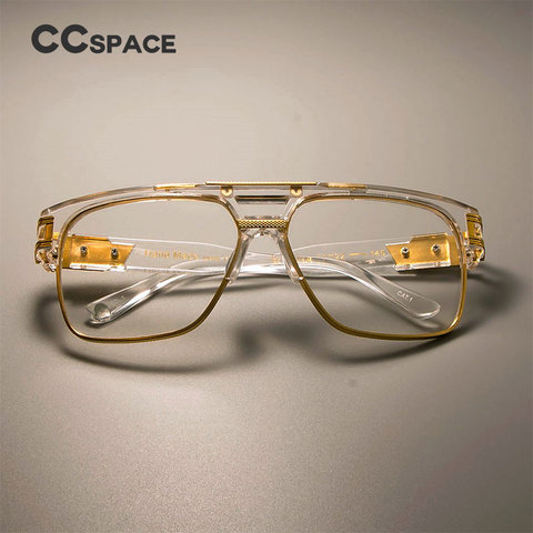 Ccspace metal del oro transparente Gafas Marcos clásico retro cuadrado marca diseñador hombres mujeres ojo Gafas moda gafas su108 ► Foto 1/5