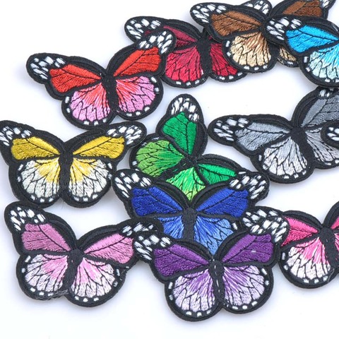 Parches variados de hierro para ropa, parches bordados de mariposas Multicolor, parches adhesivos de insignia para ropa MZ421 ► Foto 1/6