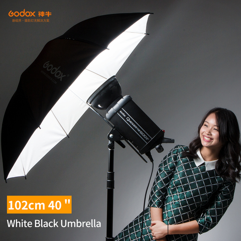 Godox-paraguas de fotografía de estudio, paraguas de luz reflectante en blanco y negro de 40 