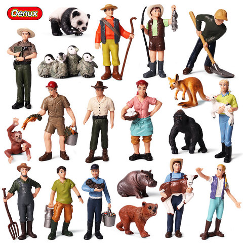 Oenux-modelo de granja realistas para niños, alimentador de simulación, figuras de acción de pastor, figurita de animales en miniatura ► Foto 1/6