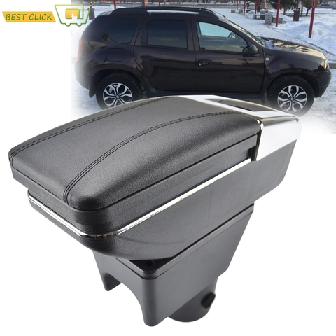 Caja de almacenamiento para Renault Dacia Duster 2010-2015 brazo resto giratoria apoyabrazos negro 2013 cuero 2014 ► Foto 1/6