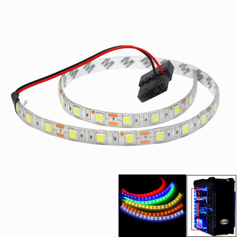 Luces led para pc SMD 5050 tira Flexible de luz LED 12 V DC de fondo ordenador PC cinta adhesiva luz Blanca Azul Rojo ► Foto 1/6