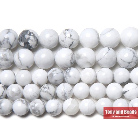 Piedra Natural blanco turquesas Howlite suelta perlas redondas 15 