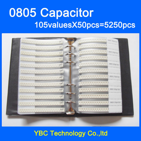 Envío Gratis 0805 SMD condensador muestra libro 105valuesX50 Uds = 5250 Uds 0.5PF ~ 10UF juego de selección de condensador paquete ► Foto 1/5